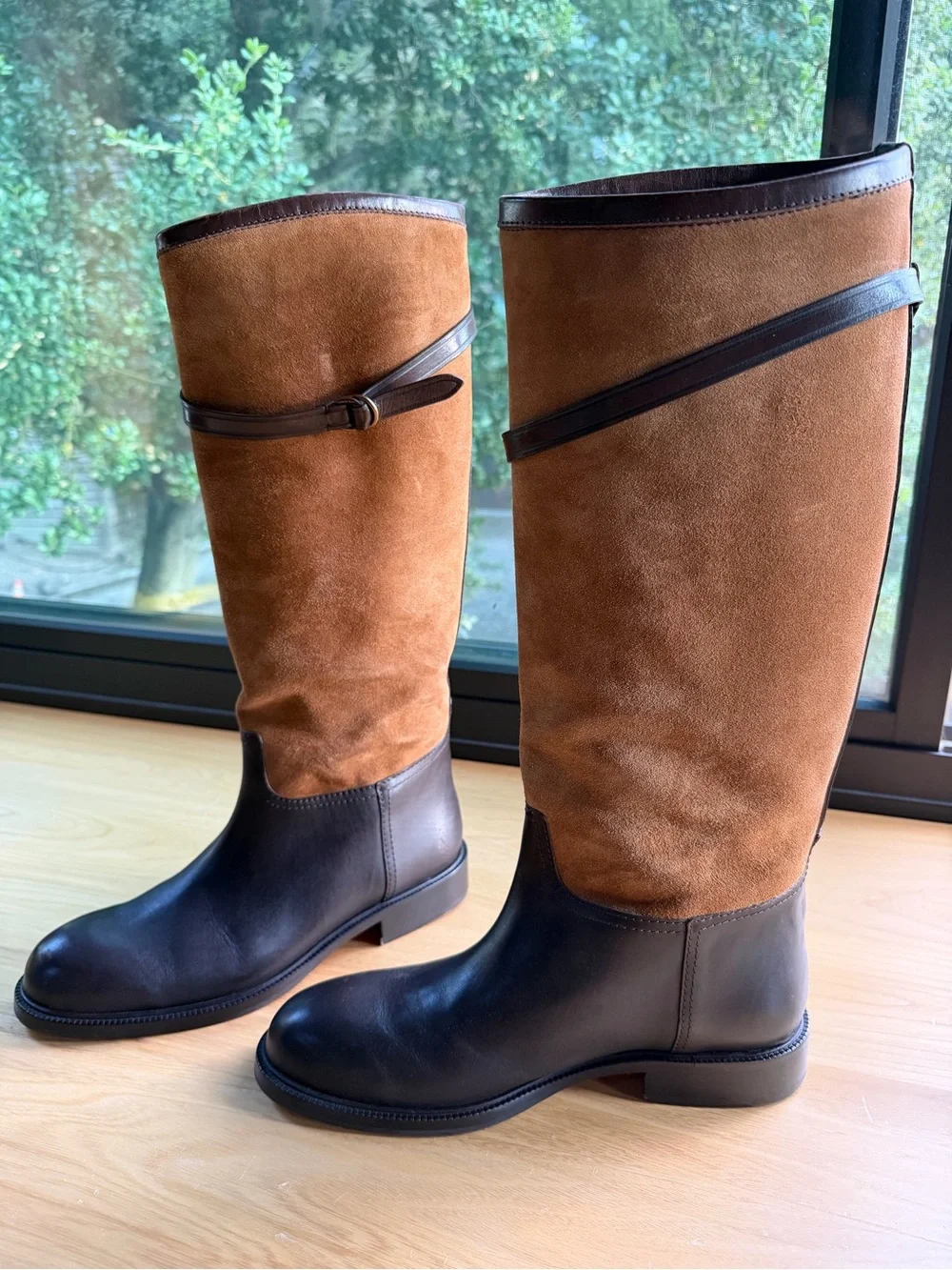 Polo Ralph Lauren Excellent Two-Tone Brown Leather & Suede Riding Boots